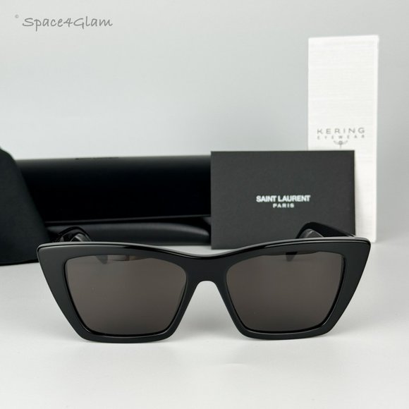 NEW Saint Laurent SL276 MICA 001 Black Gray Cat Eye Women Sunglasses - Picture 4 of 12